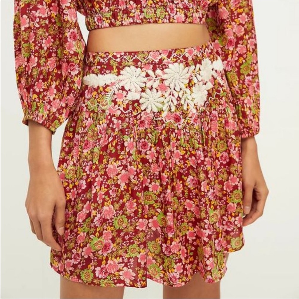 Free People Nyomi Embroidered Skirt